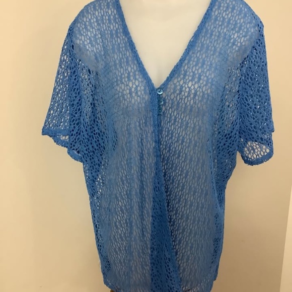 Blue Open-Knit Cardigan - Picture 2 of 5